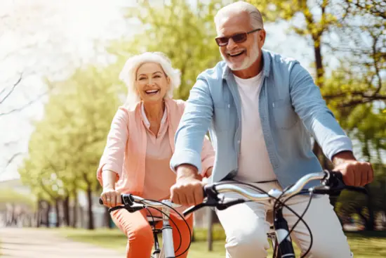 Rentner auf Fahrrad